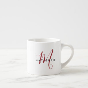 Tasse Expresso Élégant Monogramme blanc moderne
