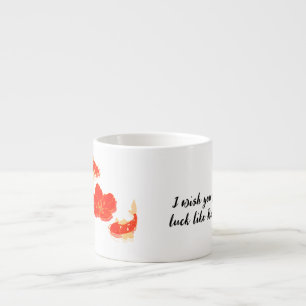 Tasse Expresso Élégant Poisson Koi et Art de Fleur Rouge Style
