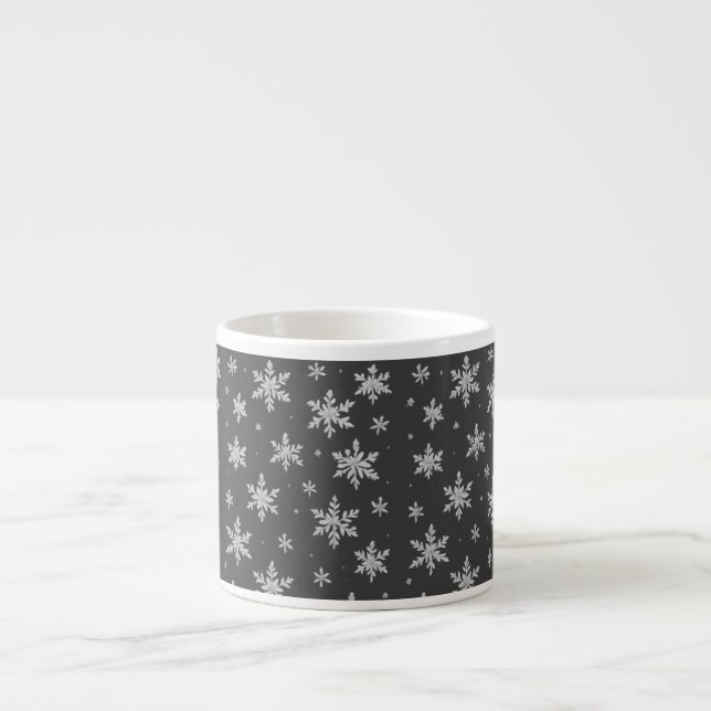 Tasse Expresso Elegant Silver Snowflake | Winter Holiday  (Devant)