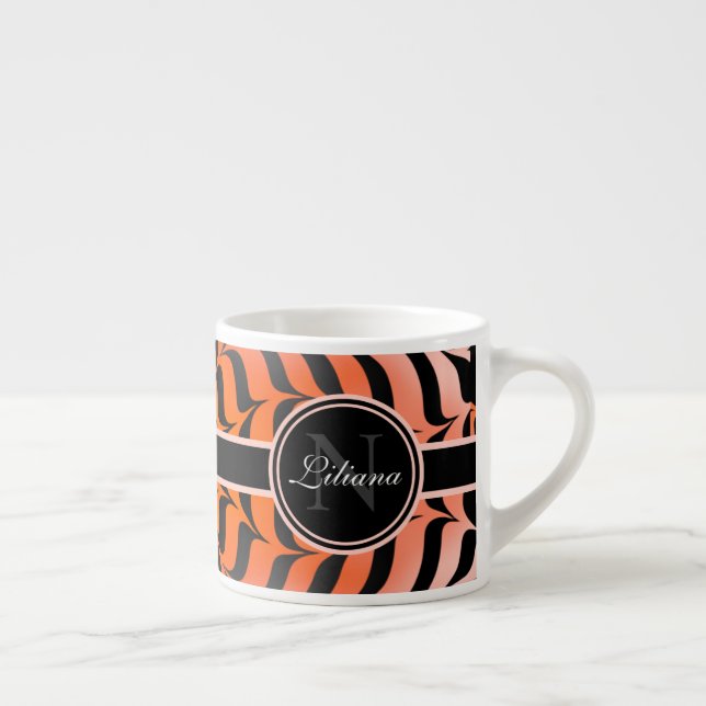Tasse Expresso Elégante esthétique Peau de tigre orange et noir (Droite)