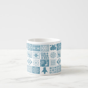 Tasse Expresso Eléments de Noël invisibles Flocon de neige géomét
