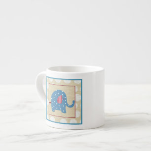Tasse Expresso Éléphant bleu avec le pois blanc