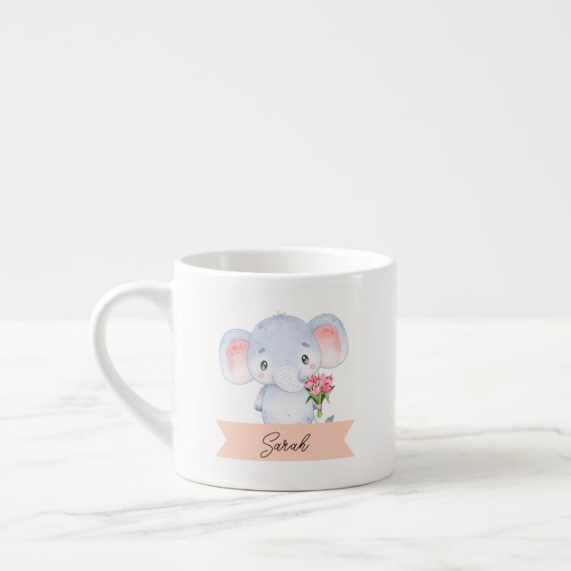 Tasse Expresso Eléphant d'enfant personnalisé (Gauche)