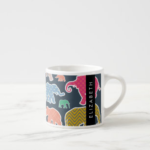 Tasse Expresso Eléphants colorés, Motif d'éléphants, Votre nom