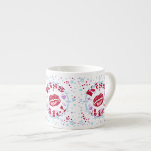 Tasse Expresso Embrasse-Moi ! Lèvres Rouges Avec Coeurs