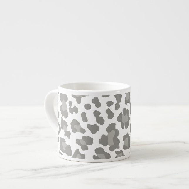 Tasse Expresso Empreinte de léopard blanc et gris (Devant gauche)