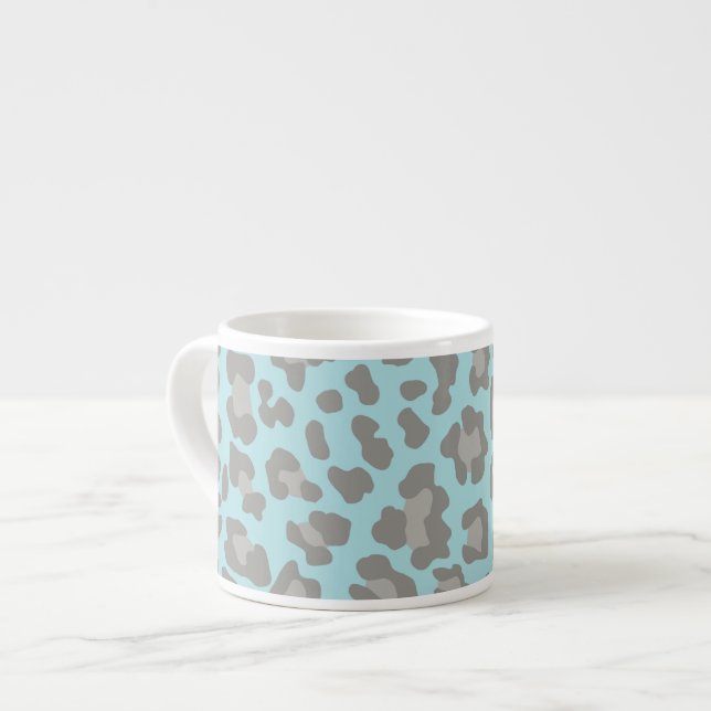 Tasse Expresso Empreinte de léopard bleu et gris (Devant gauche)