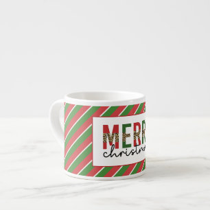 Tasse Expresso Empreinte de léopard de Noël moderne Red Green Str