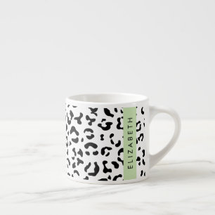 Tasse Expresso Empreinte de léopard, Spots, Noir Et Blanc, Votre