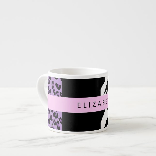 Tasse Expresso Empreinte de léopard, Zebra Print, Purple, Votre n (Devant gauche)