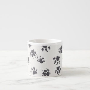Tasse Expresso Empreintes Paw : Chien Monochrome Sans Seamless.