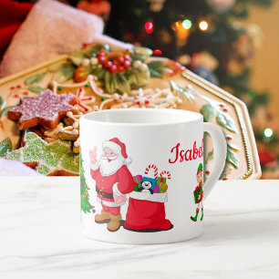 Tasse Expresso Enfant's Christmas Cup Ajouter Nom Père Noël et Ar