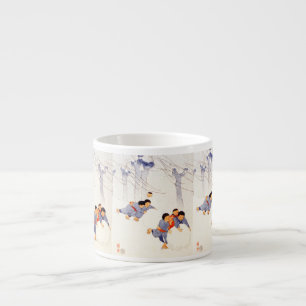 Tasse Expresso Enfants japonais roulant de grandes boules de neig