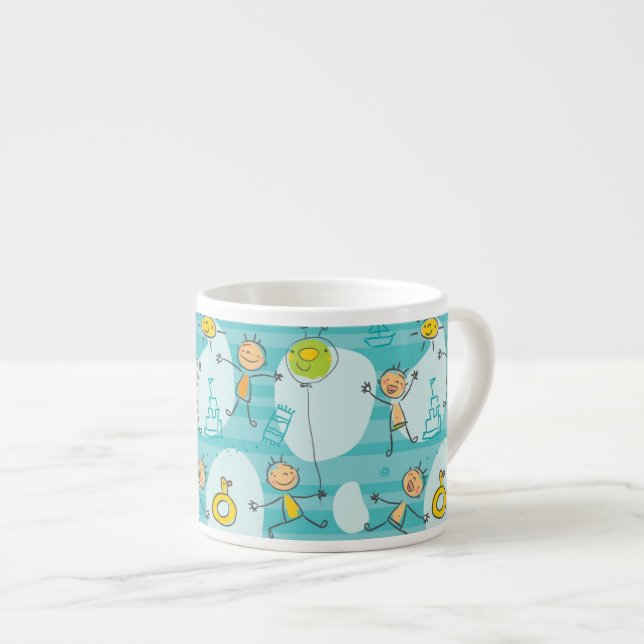 Tasse Expresso Enfants mignons jouant sur le motif de plage (Devant droit)