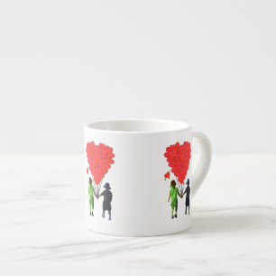 Tasse Expresso Enfants romantique conception de ballon cardiaque
