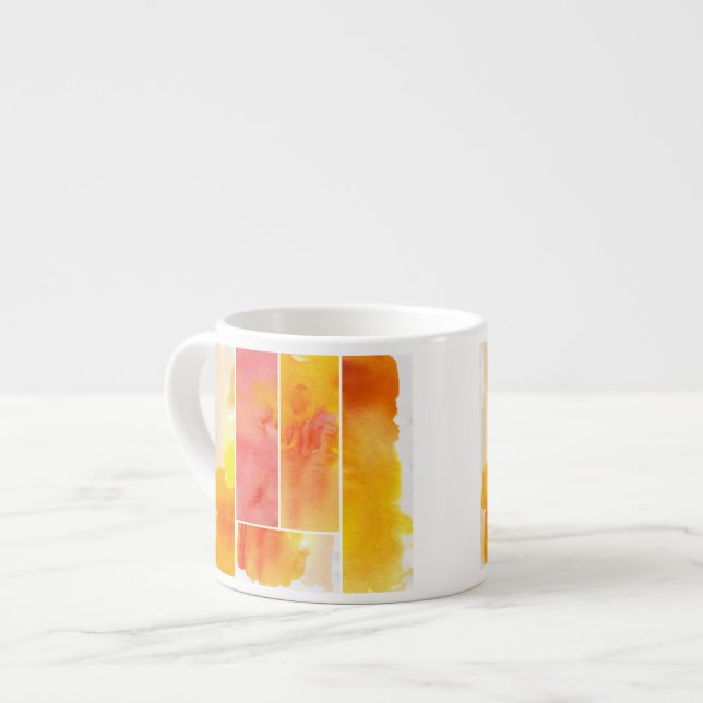 Tasse Expresso Ensemble d'aquarelle abstraite peint à la main (Devant gauche)