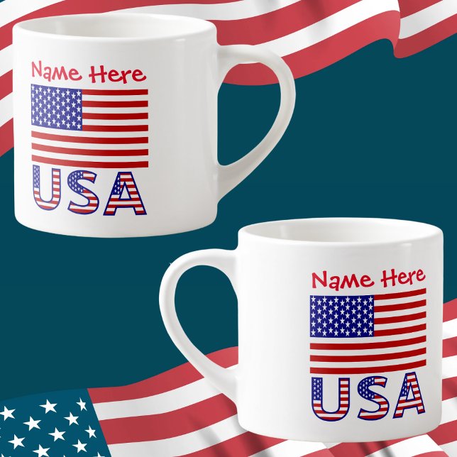 Tasse Expresso Etats-Unis Amérique Drapeau Rouge Personnalisation (Créateur téléchargé)