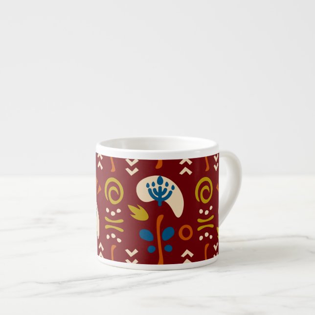 Tasse Expresso Ethnic Folk Floral Pattern (Devant droit)