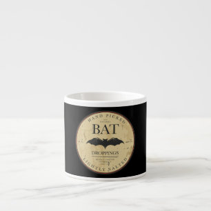 Tasse Expresso Étiquette vintage de Halloween de crottes de batt