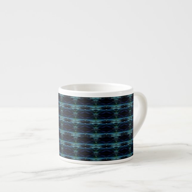 Tasse Expresso Etoiles arc-en-ciel bleu vert, Motif Artdeco (Devant droit)