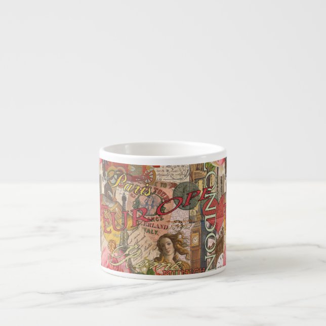 Tasse Expresso Europe Travel Vintage (Devant)