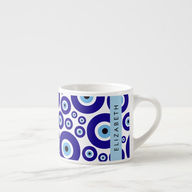 Tasse Expresso Evil Eye, Greek Eye, Turkish Eye, Mati, Your Name (Droite)