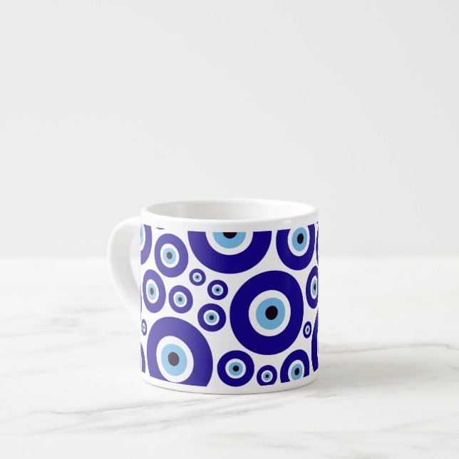 Tasse Expresso Evil Eye Pattern, Greek Eye, Turkish Eye, Nazar (Devant gauche)