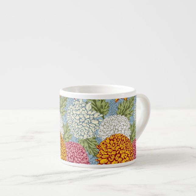 Tasse Expresso Excellent motif avec des chrysanthèmes (Devant droit)