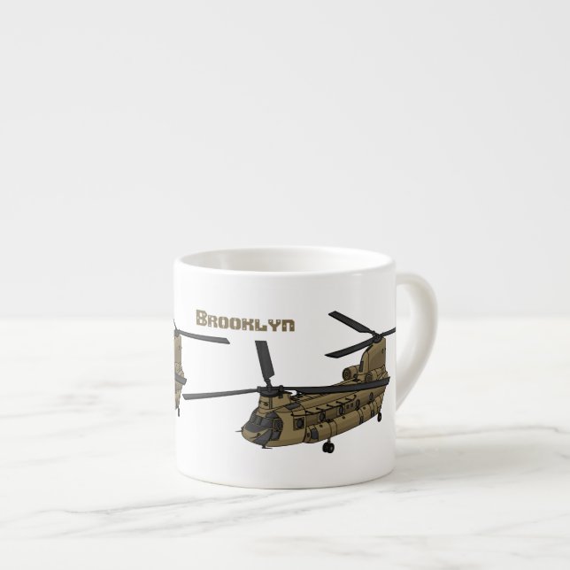 Tasse Expresso Exemple d'hélicoptère militaire Chinook (Devant droit)