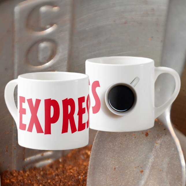 Tasse Expresso EXPRESSO Texte rouge Minimaliste (Créateur téléchargé)