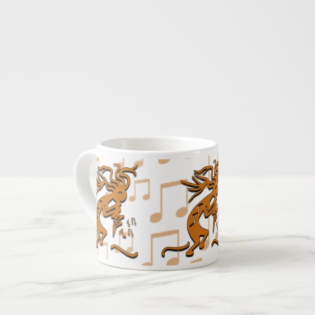 Tasse Expresso Face Droite Musicien Kokopelli Avec Notes Musicale (Devant gauche)
