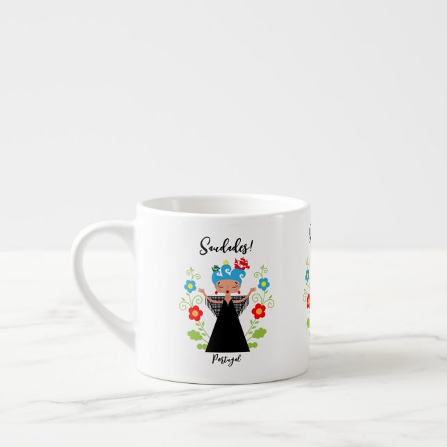 Tasse Expresso Fado chanteuse avec caravelle portugaise (Gauche)