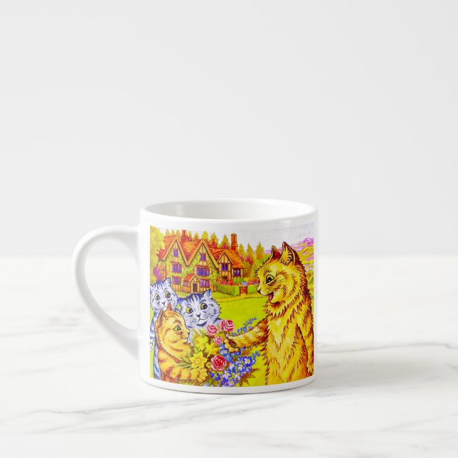 Tasse Expresso Famille de chats dans le jardin (Gauche)