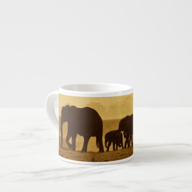 Tasse Expresso Famille d'éléphant (Devant gauche)