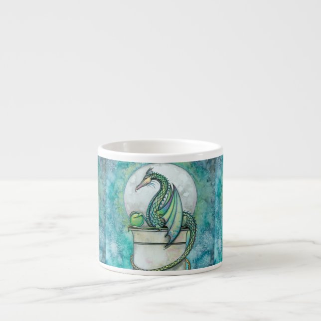 Tasse Expresso Fantaisie d'art du dragon vert (Devant)
