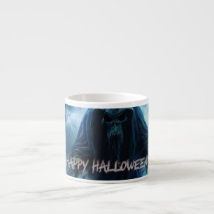 Tasse Expresso Fantôme noir dans un paysage infernal - Halloween