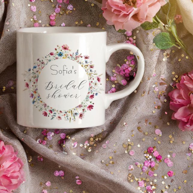 Tasse Expresso Fête de jardin français typographie florale élégan (Créateur téléchargé)