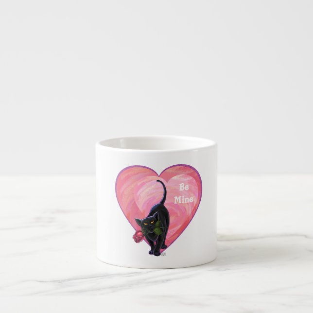 Tasse Expresso Fête de la Saint-Valentin au chat noir (Devant)