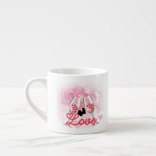 Tasse Expresso Fête de la Saint-Valentin rose élégant
