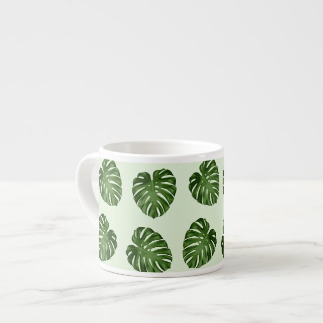 Tasse Expresso Feuilles de palmiers, Feuilles verts, Motif tropic (Devant gauche)