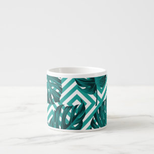Tasse Expresso Feuilles tropicaux : Motif Floral sans joint.