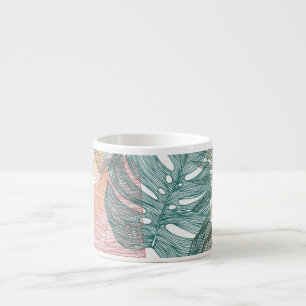 Tasse Expresso Feuilles tropicaux : motif vintage à main.