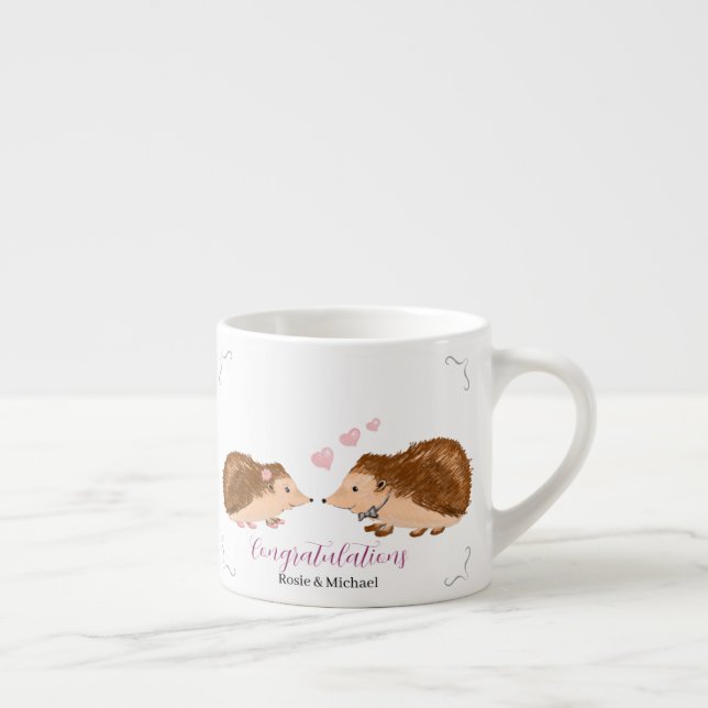 Tasse Expresso Fiançailles/mariage de hérisson (Droite)