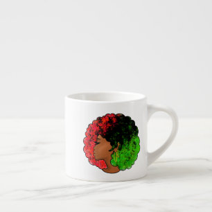 Tasse Expresso Fille noire panafricaine femme rouge vert fierté a