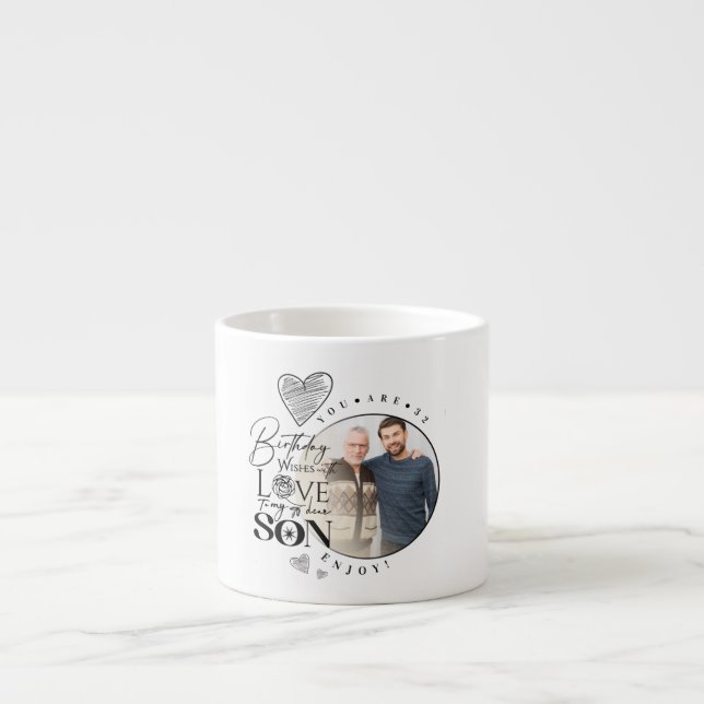 Tasse Expresso Fils moderne , petit-fils Anniversaire Typographie (Devant)