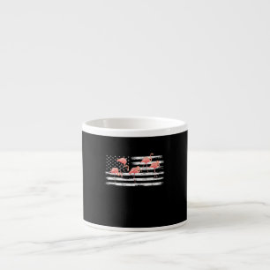 Tasse Expresso Flamant rose caricature rose Cute USA Drapeau 4 ju