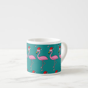 Tasse Expresso Flamant rose de Noël avec Santa Hat