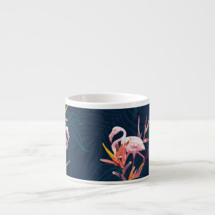 Tasse Expresso Flamant rose hawaïen : oeuvre Vintage tropicale
