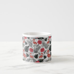Tasse Expresso Flamant rose motif sans couture avec arrière - pla