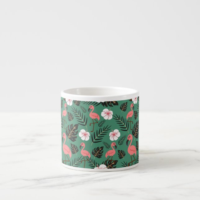 Tasse Expresso Flamant rose rose motif transparent sur arrière -  (Devant)